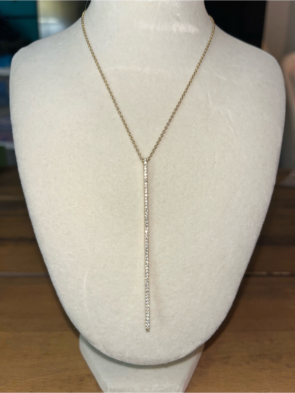 18K gold plated Crystal Bar Pendant Necklace